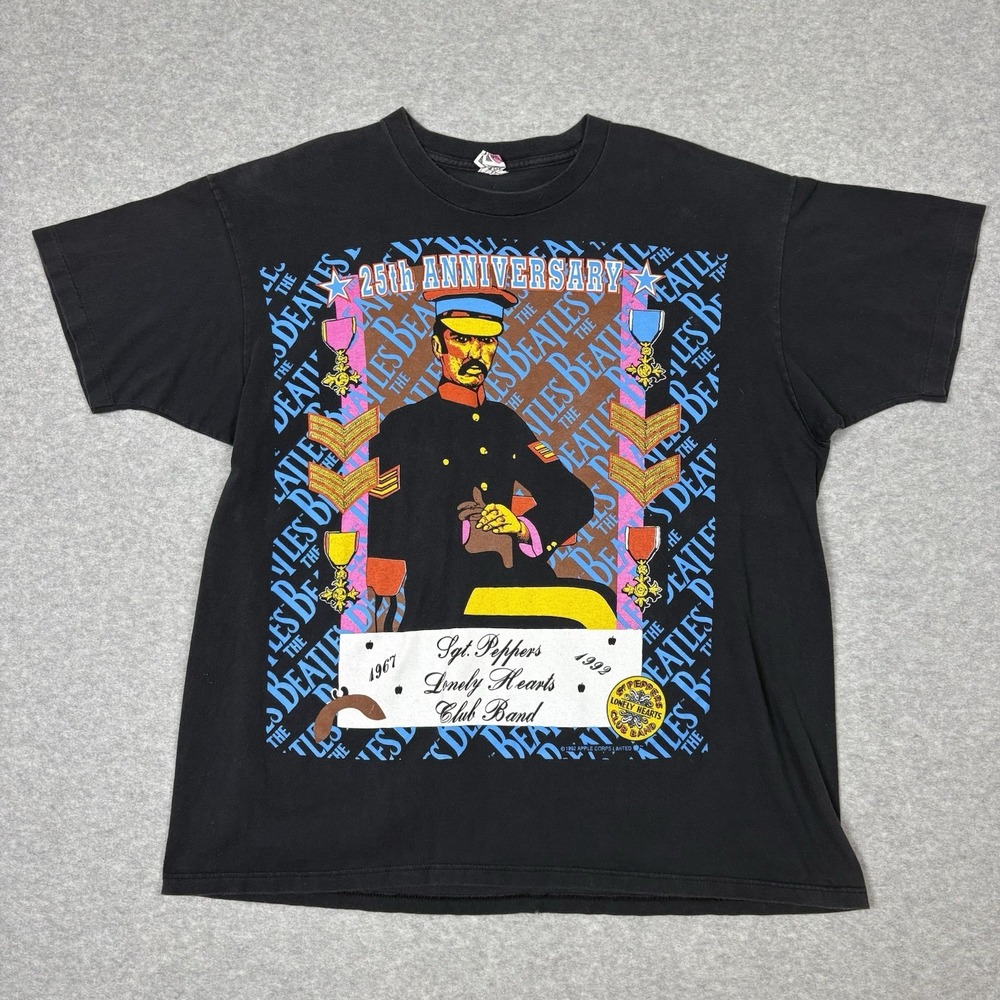 Vintage 1992 The Beatles Shirt Large Sgt Pepper Single Stitch AOP Back Print USA
